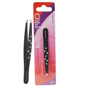 BTY PRO SLANT TWEEZER BLACK CRYSTAL