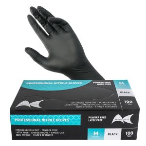 NITRILE BLACK GLOVES - MEDIUM