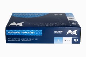 VINYL BLACK GLOVES - LARGE