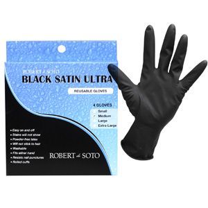 BLACK SATIN GLOVE MED 4PK