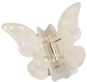 PINK PEWTER CLAW CLIP BUTTERFLY WHITE
