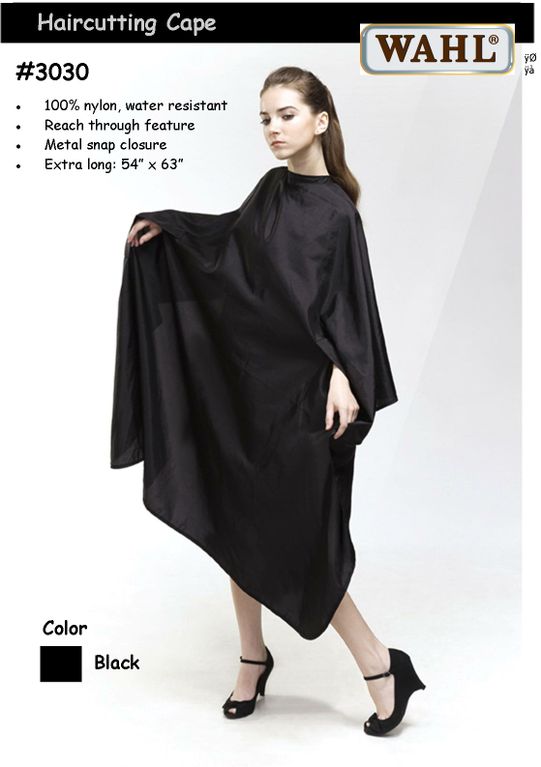WAHL 3030 BLACK CAPE W/ARM HOLES